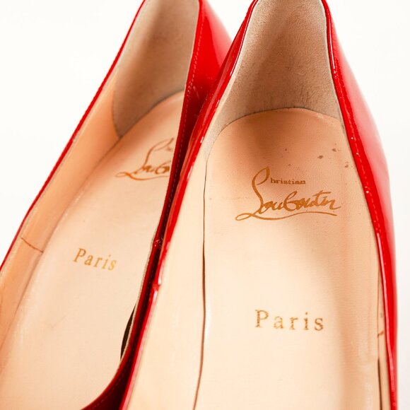 Christian Louboutin Ron Ron 100 Red Patent Leather Wedges - Picture 8 of 8